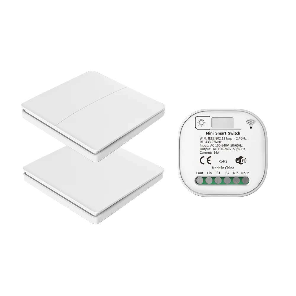 Alexa Tuya Smart Home Switch Modern Logo Cable-Free Self-Electric Remote Control Dual Control Hidden Switch ABS Safe Secure