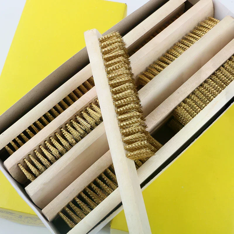 3/12 قطعة مجموعة فرشاة سلك نحاسية شديدة التحمل-فرشاة فعالة مع مقبض قوي لتنظيف الطلاء وإزالة المعادن غير المكتملة وما إلى ذلك