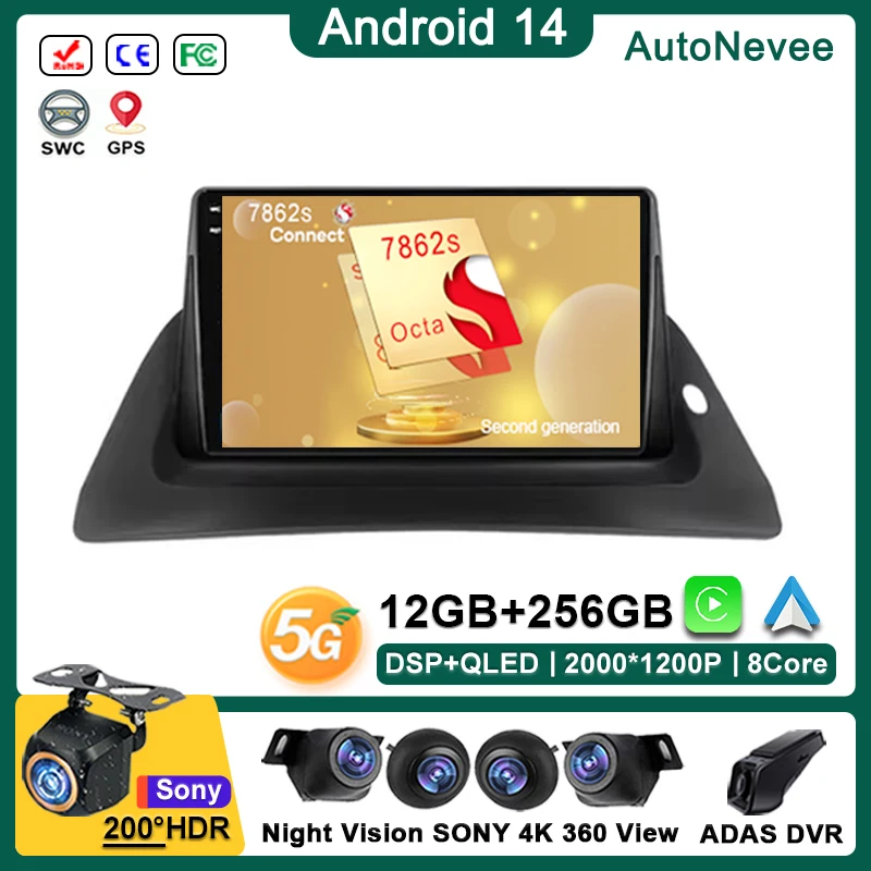 

Android 14 Car DVD For Renault kangoo 2007-2009 Car Radio Stereo unit Multimedia Video Player Navigation GPS No 2 din 5G WIFI BT