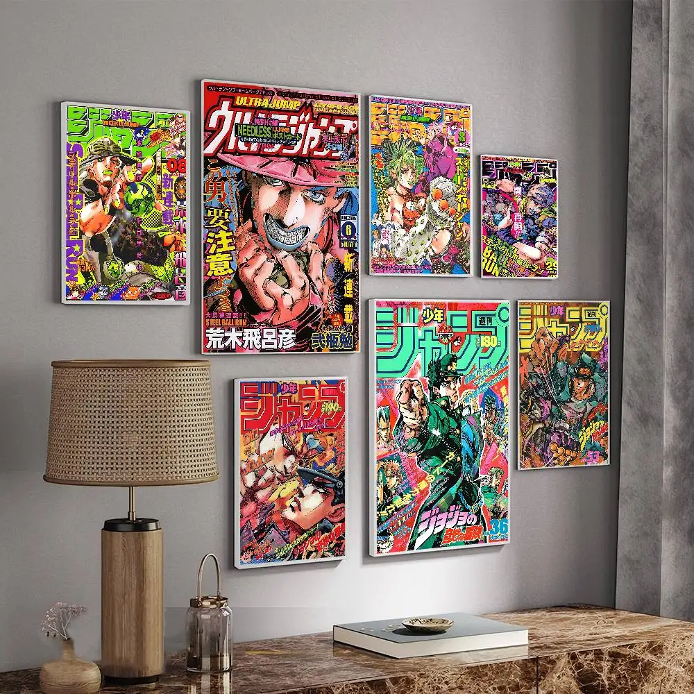 Anime JoJo Bizarre Vintage Posters Sticky Retro Kraft Paper Sticker DIY Room Bar Cafe Kawaii Room Decor