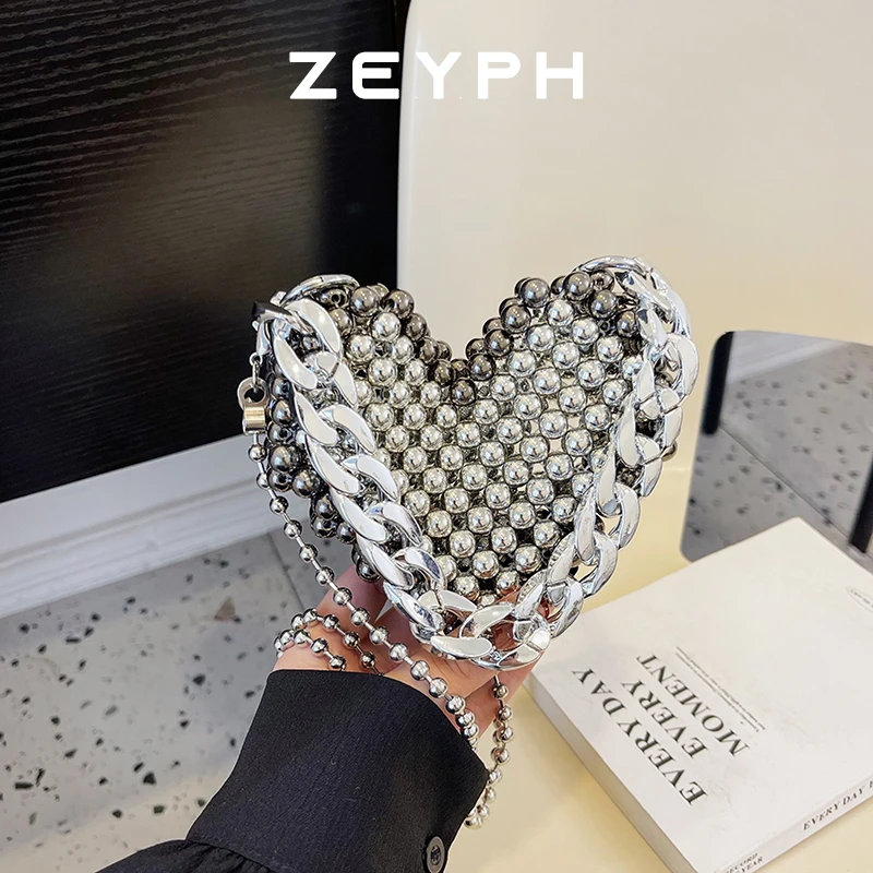 

Zeyph Sweet And Cool Y2k Style Love Design Handbag Pearl Bag Ladies Handbag Delicate Lipstick Envelope Coin Purse