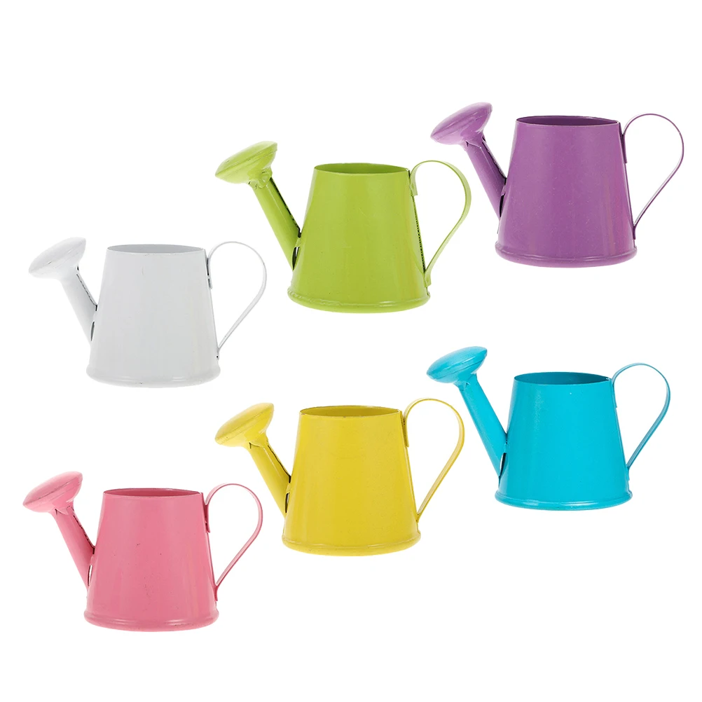 

6 Pcs Mini Watering Can Cans for Kids Party Favors Decorate Toy Flower Drop Kettles Iron Small Baby