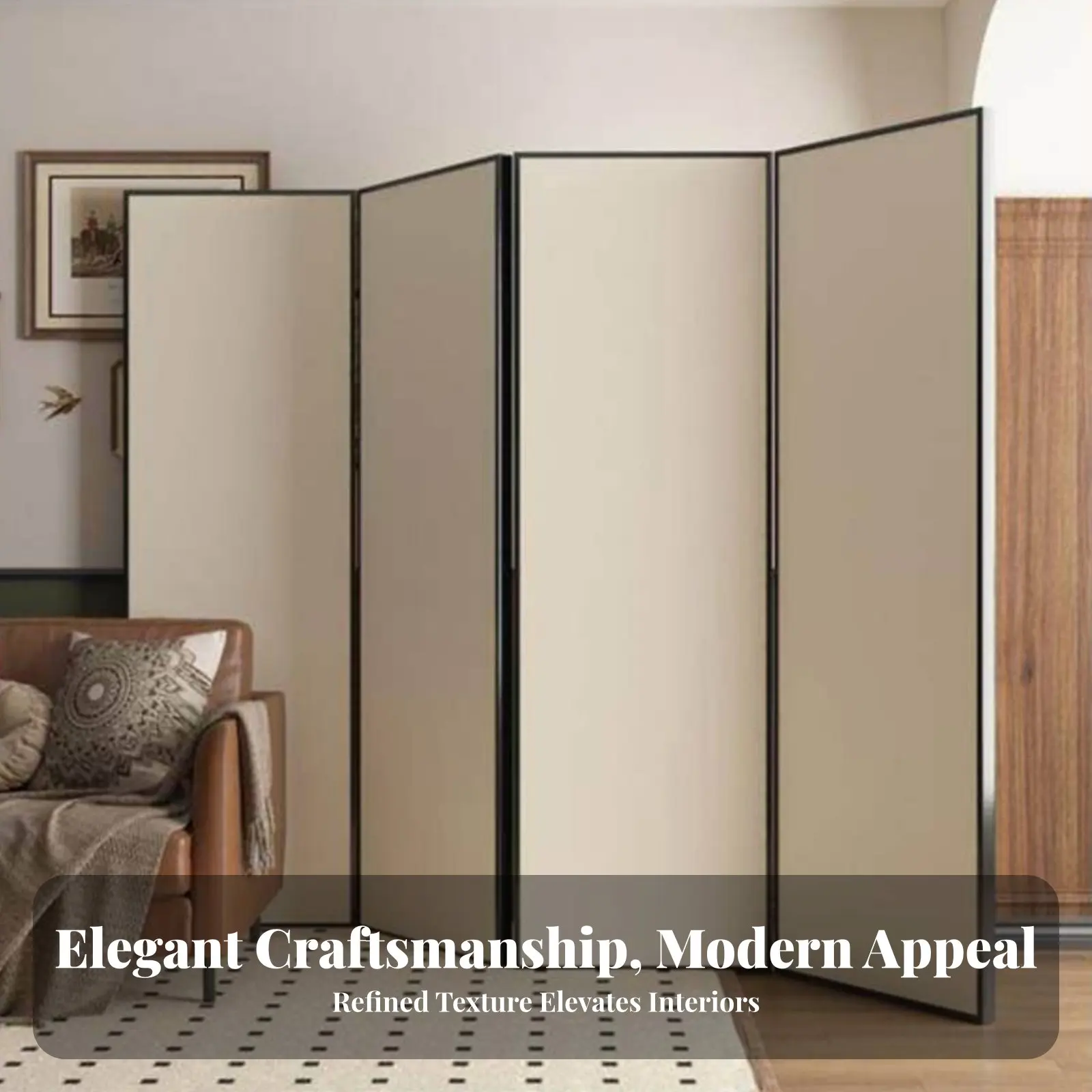 Arched Panel Screen Foldable Design Room separater Portable Privacy Protection for Renters, Studio Apartment