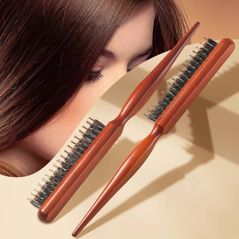 Professional Salon Teasing Back Hair Brushes Boar Bristle Wood Slim Line Comb Hairbrush Extension Hairdressing Styling Tools DIY