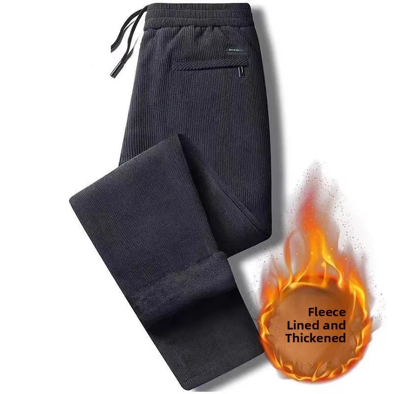 

Women's Corduroy Pants Fleece Lined Sports Straight Leg Trousers Autumn Winter plus Size Casual Long Pants High Waist Zipper