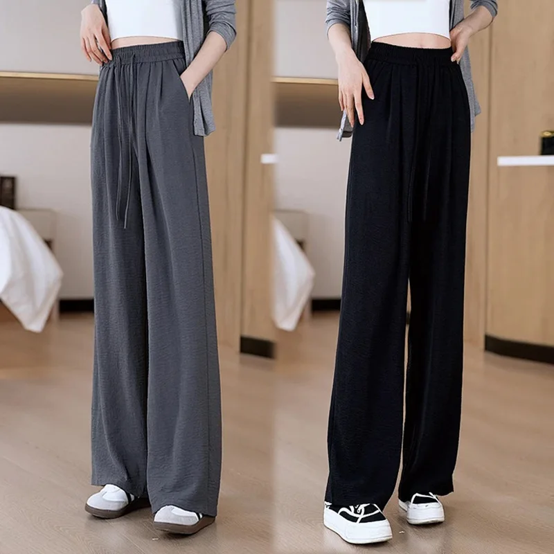

Drapey Pants for Women, Summer Slimming Comfortable Versatile High-Waisted Loose Casual Straight Pants