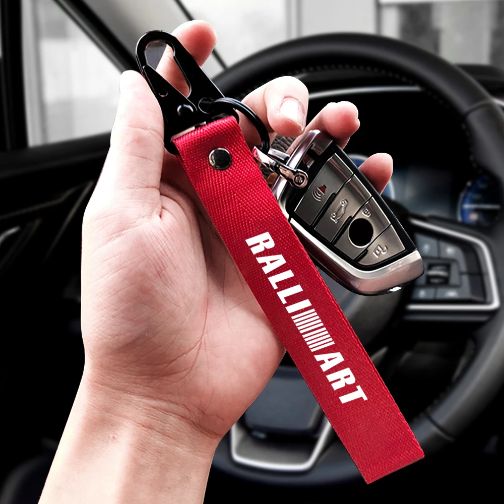 1PC Car Style Nylon Metal Key Ring Streamer Key Chain Accessories For Mitsubishi Ralliart Lancer EX Outlander 3 Xl l200 EX10 ASX