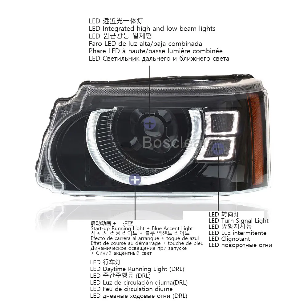 LED Headlight for Land Rover Range Rover Vogue 2005-2013 L322 Upgrade to Defender Head Lamps Daytime Running Lights Turn Signals