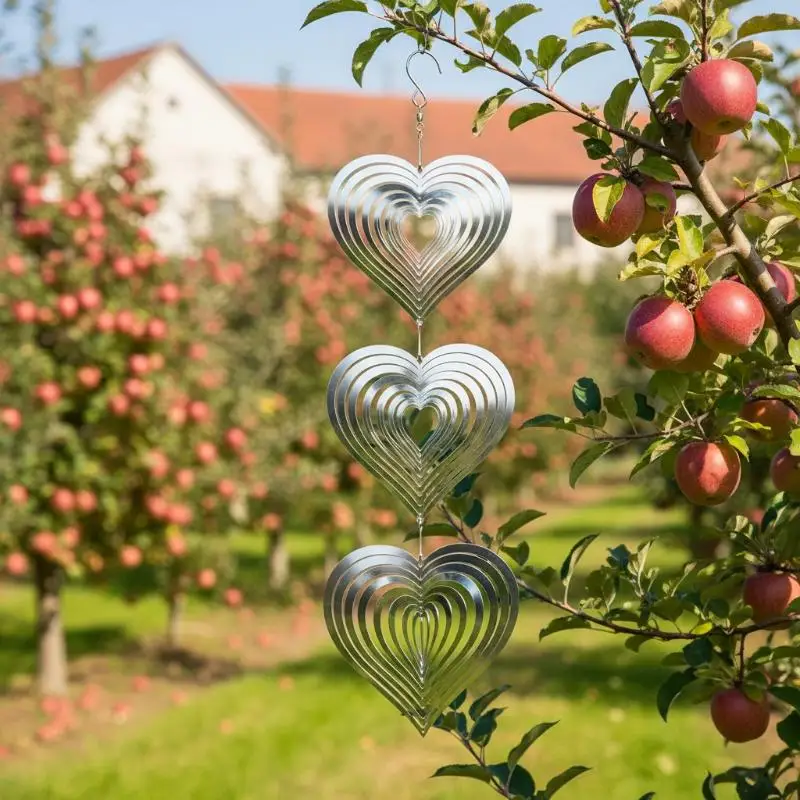 Reflective Wind Spinners 3D Stainless Steel Bird Deterrents for Garden Outdoor Repellent Sculpture Hanging Decoration