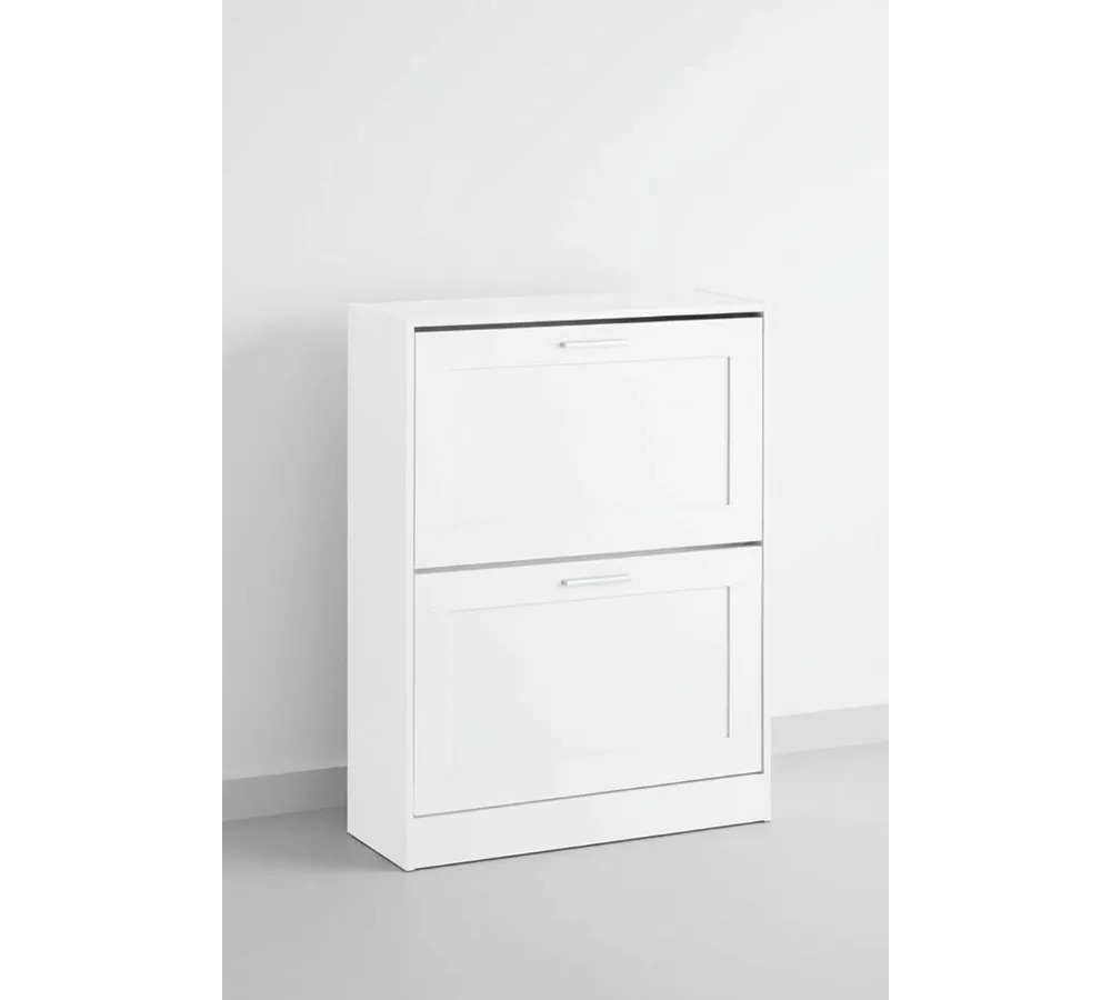 

Тонкий шкаф для хранения обуви с двумя откидными ящиками, отдельно стоящий органайзер для прихожей для гостиной, белый