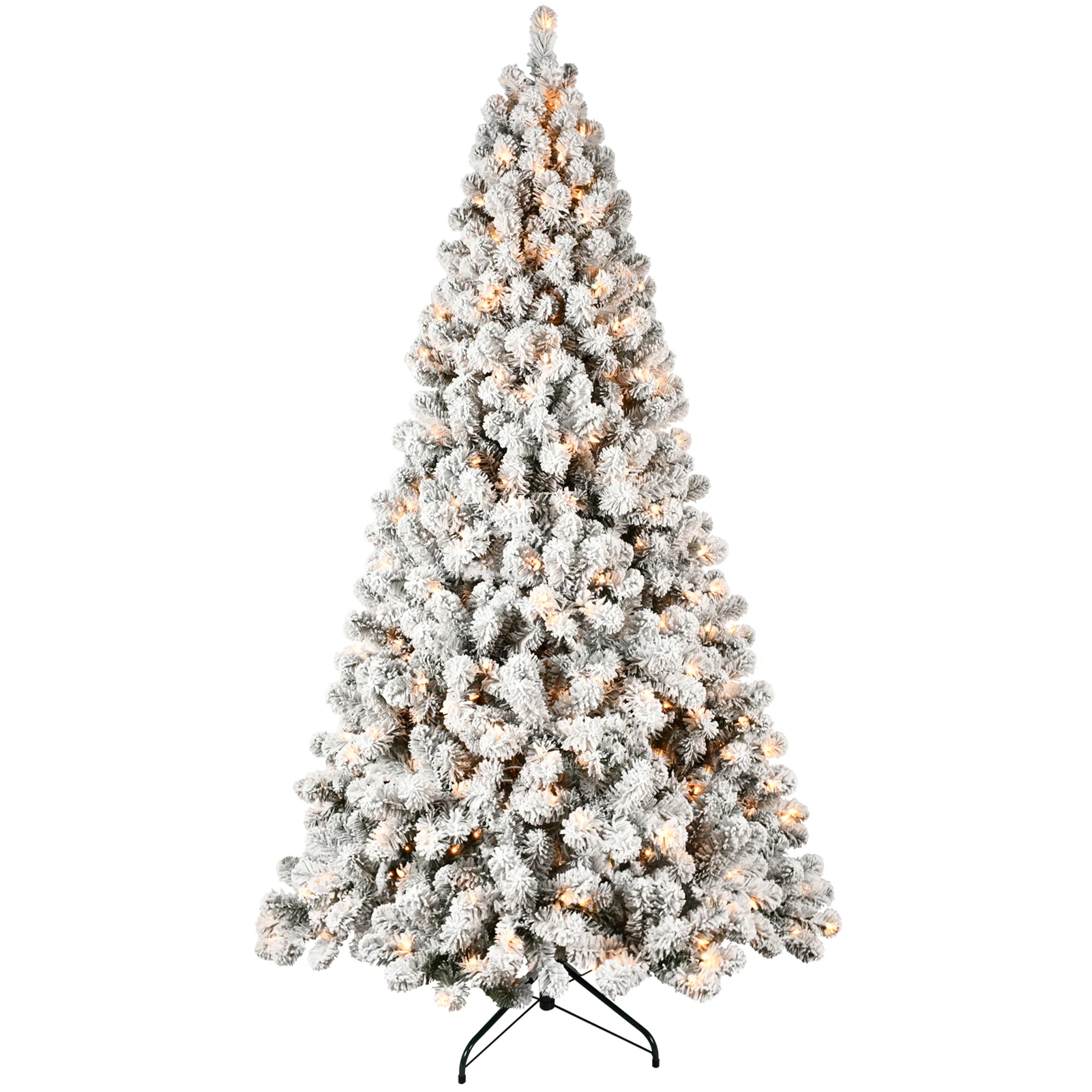 Artificial Christmas Decoration Tree PVC Flocked w/ LED UL String Light Xmas Tree Easy Assemble Foldable Holiday Xmas Ornaments