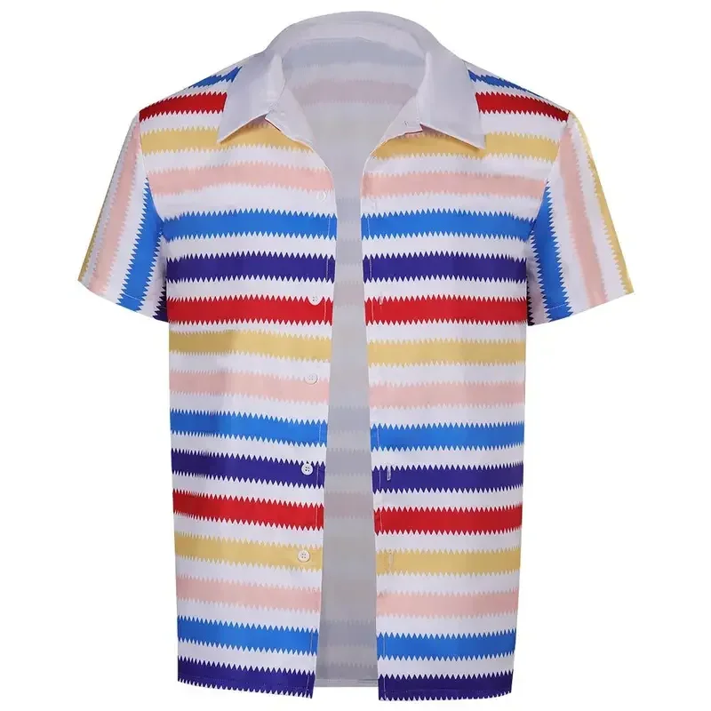 Filme barbi cosplay ken ryan gosling blusa para homens suaves traje plus size camisa casual roupa masculina nova chegada 2025 g2415