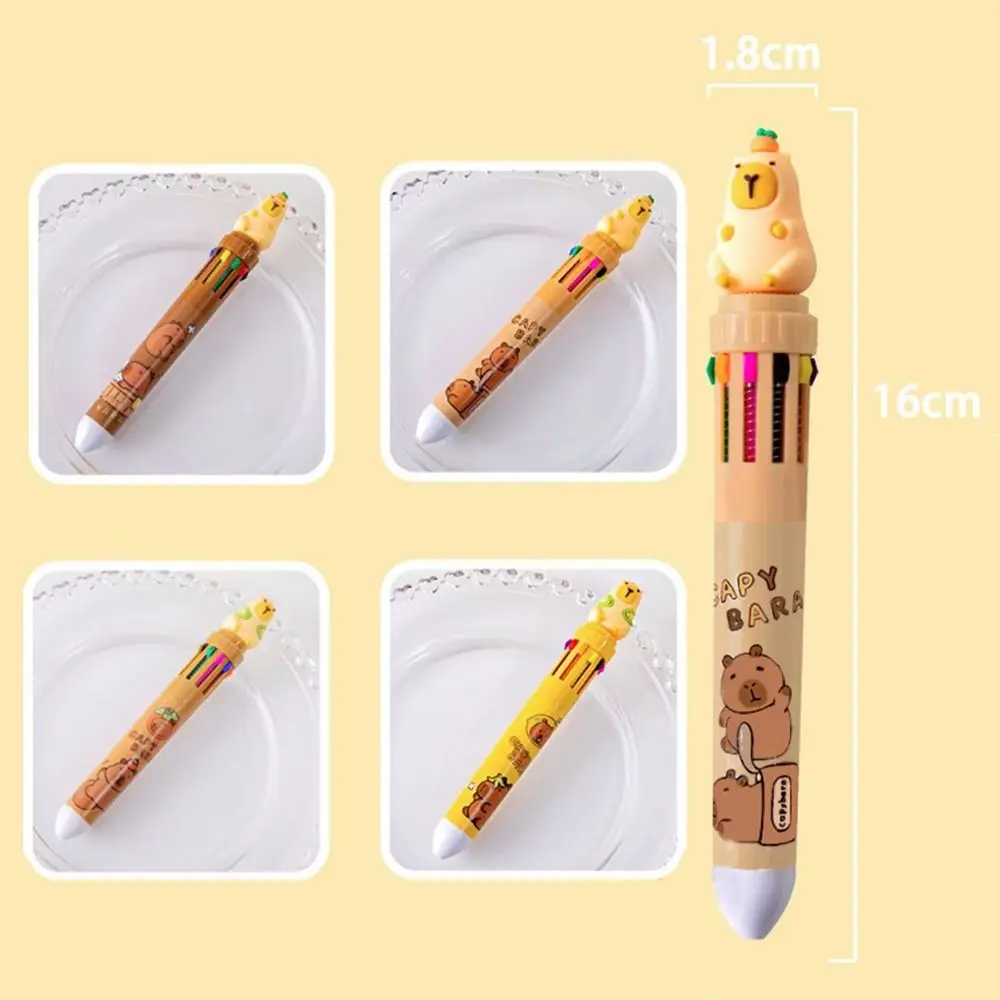 Нейтральная гелевая ручка, быстросохнущая, 10 цветов, шариковая ручка с капибарой, прочные гелевые ручки с разноцветными чернилами из мультфильма, 0,5 мм, разноцветная ручка для детей