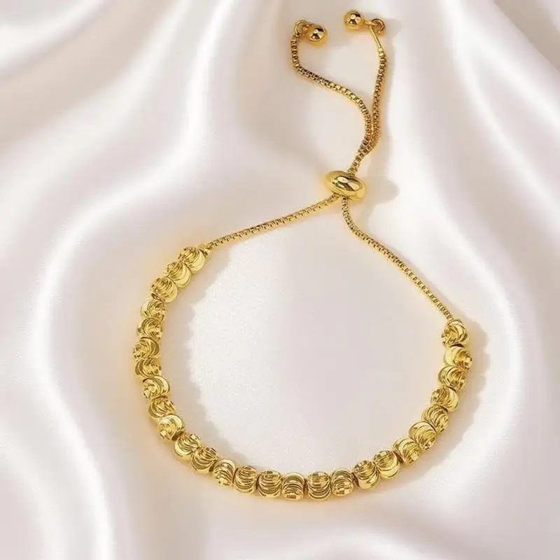 Verstellbares Perlenarmband, vergoldet, anlaufgeschützt, für Damen, für den täglichen Gebrauch und als Geschenk. – Detail 5