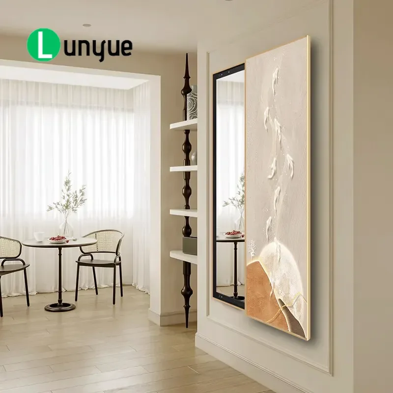 Nine Fish Push Pull Full Body Mirror Decorative Painting Hidden Full Length Mirror Mural for Bedroom Entrance Atmosphere Wall