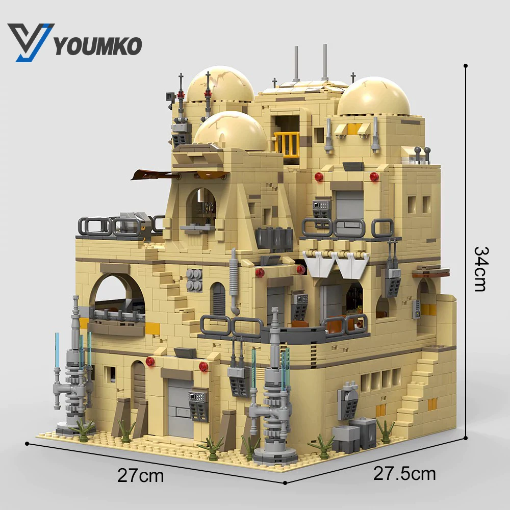 2731PCS 우주 전쟁 MOC 아이슬리스 칸티나 선술집 블록 영화 사막 선술집 건축 모델 퍼즐 장난감 어린이 성인 선물