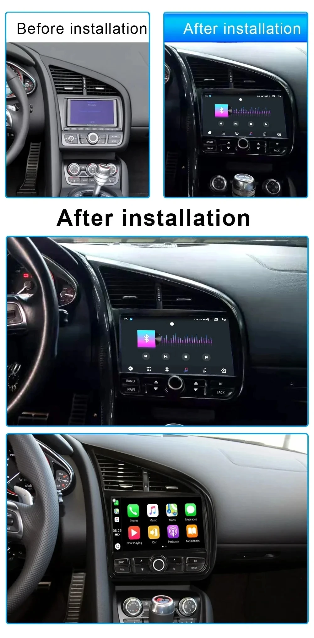 256G Android14 For Audi R8 2007-2015 Car GPS Navigation Auto Stereo HeadUnit Multimedia Radio Recorder Music DVD Player Carplay