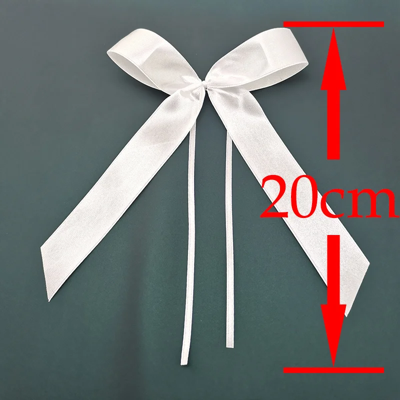 White Handmade Satin Ribbon Bow for Girl, Hairpin Accessories, Clothing, Collocation Gifts, Wedding Decoration, 20cm 50 Pcs/Pack