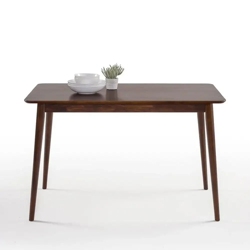 

47" Solid Wood Dining Table Espresso Finish Seats 4 Easy Assembly Multifunction 100lb Weight Capacity Indoor Use Round Tapered