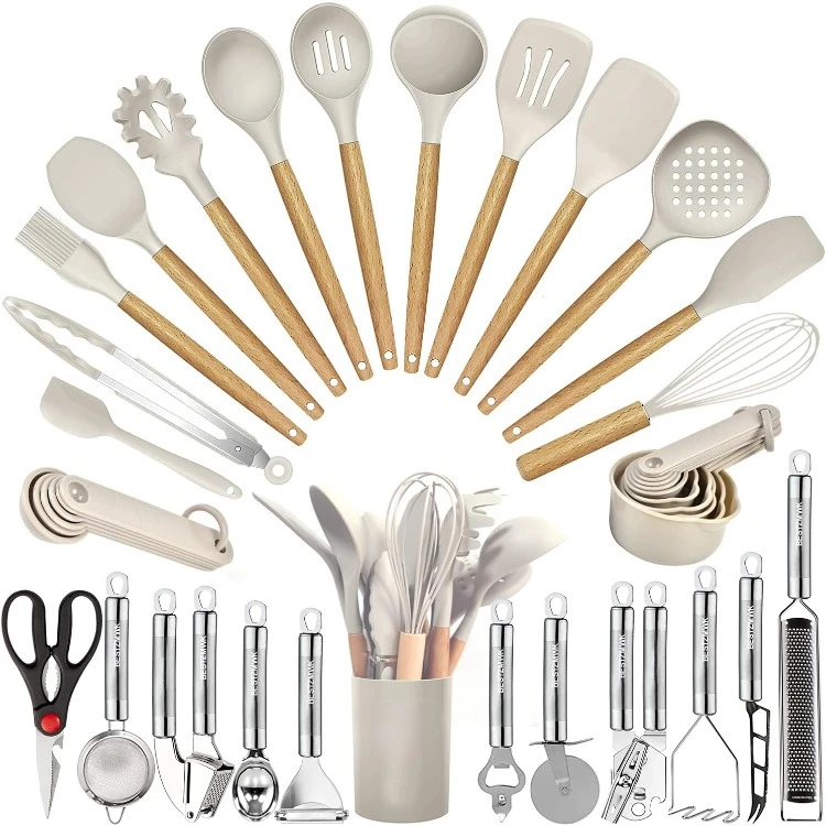 Kitchen Utensils Set- 35 PCs Cooking Utensils with Grater,Tongs, Spoon Spatula &Turner Made of Heat Resistant Food Grade