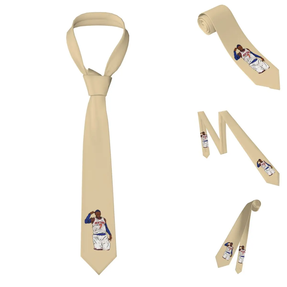 Carmelo Anthony Celebration Sketch Necktie for Men Silk Polyester 8 cm Neck Ties Wedding Suits Tie Classic Gravatas