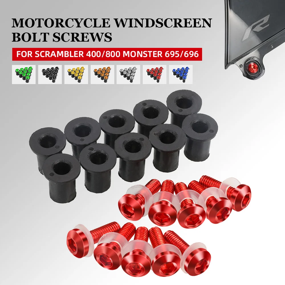 

Universal M5 Motorcycle Accessories For DUCATI Scrambler 400/800 MONSTER 695/696 10PCS Windscreen Bolts Windshield Screws Kit