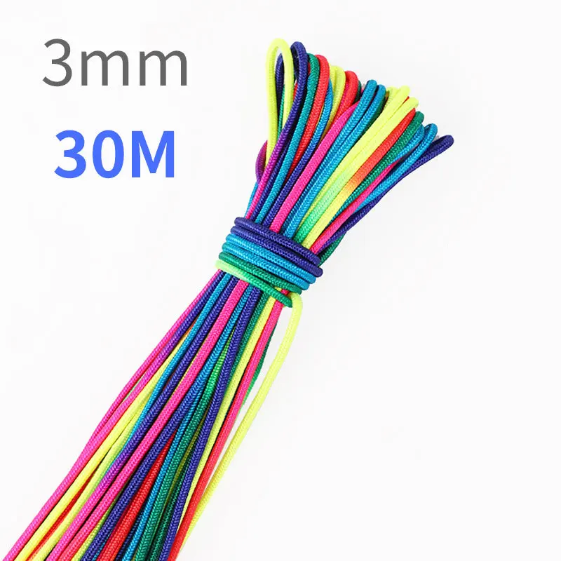 Dia.3mm Rainbow Dây Dây Vòng Tay Sinh Tồn Paracord Quà Tặng Handmade Dây Phơi Quần Thủ Công DIY Phụ Kiện Một Lõi