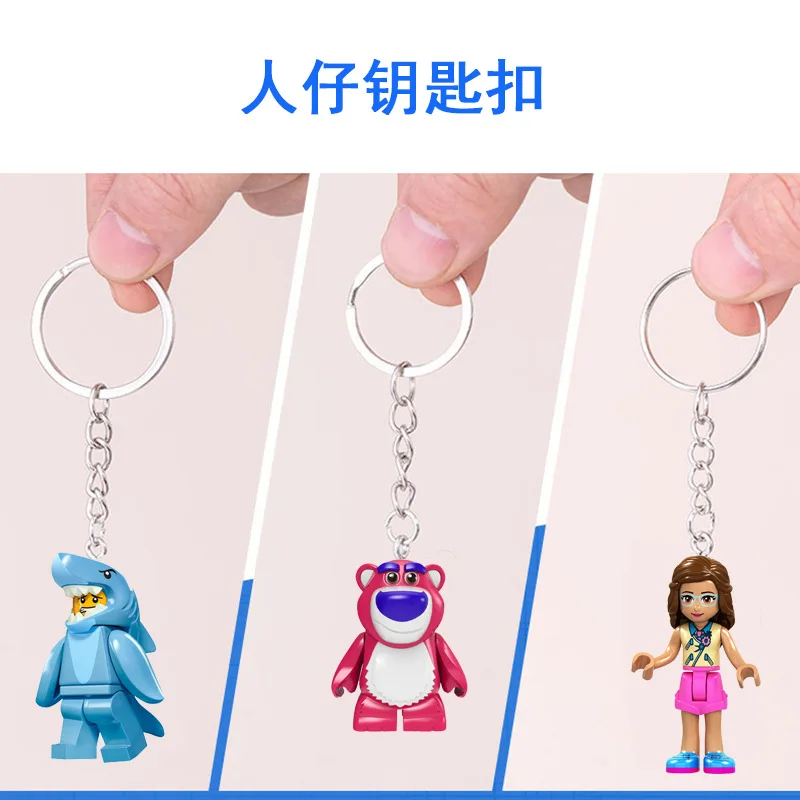 Disney Film Anime Robot Bouwstenen Sleutelhanger Cartoon Kleine Pop Model Speelgoed Mannen Vrouwen Auto Tas Charme Hanger Paar Gift