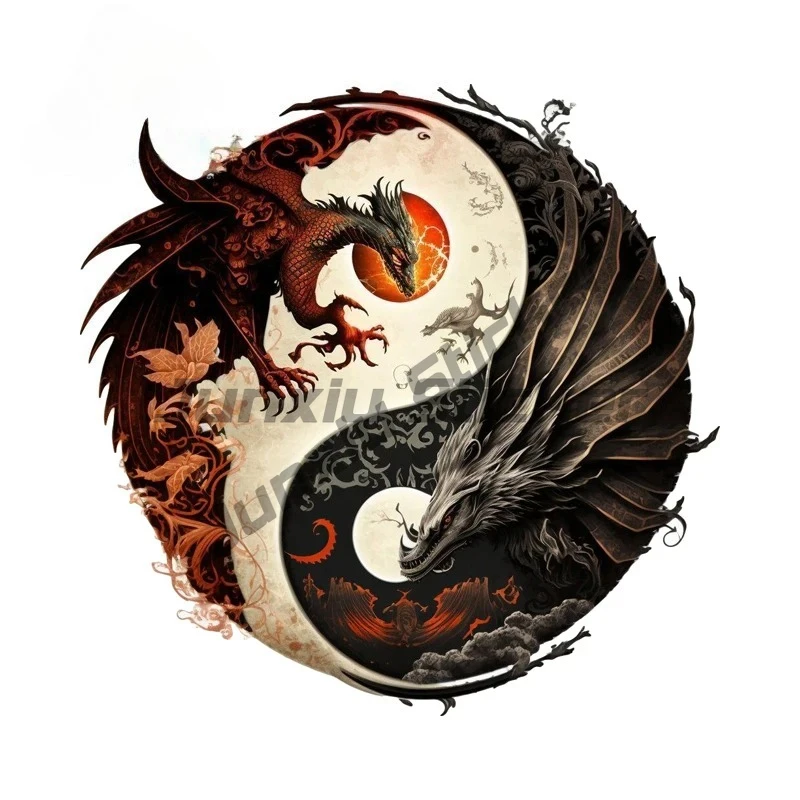 

Yinyang Dragon Car Stickers FantasticalCartoon Luggage Computer Cooler Decal Scratch-Proof Electric-Bicycle Decor