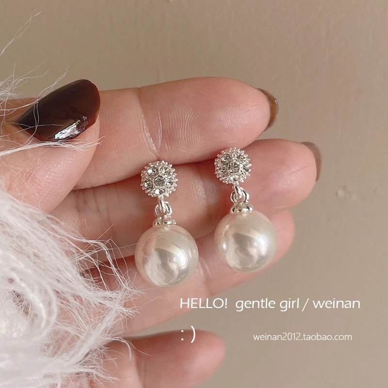 Серьги-клипсы с жемчужной короной, осень-зима, отбеливающие универсальные ювелирные изделия-гвоздики из серебра 925 пробы