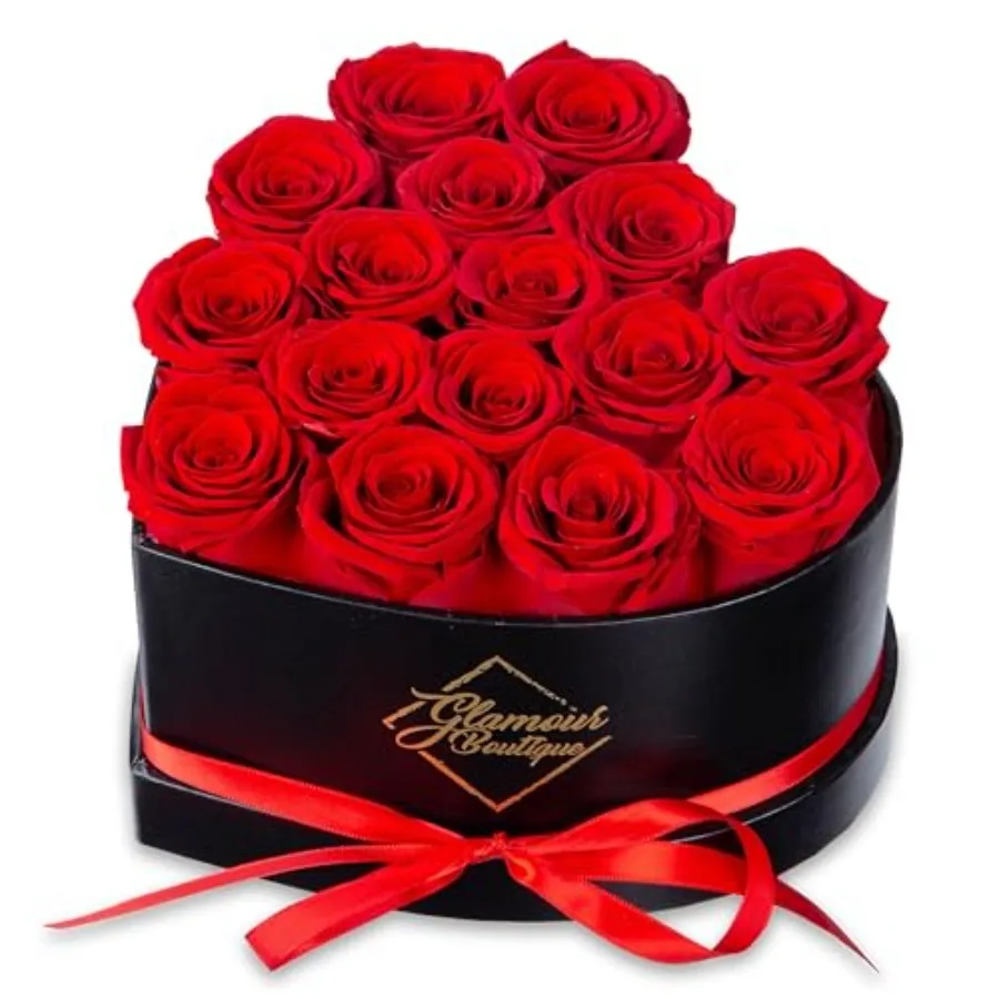 

GLAMOUR BOUTIQUE Цветочная коробка в форме сердца Flower Forever: Вечный подарок для нее, неувядающие цветы, романтический цветочный сувенир на день рождения