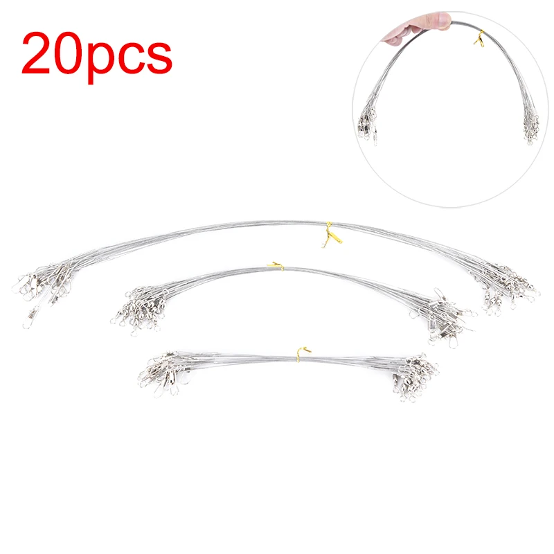 20Pcs/lot Steel Wire Leader With Swivel Fishing Accessory Leash 15CM 20CM 30CM