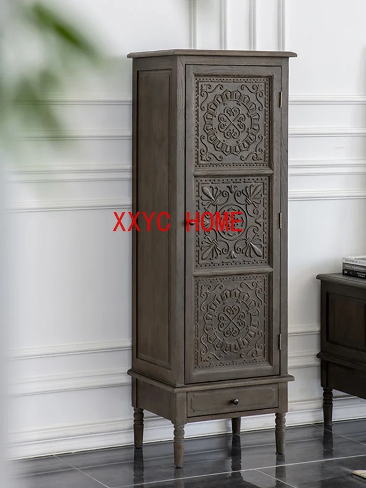 Wood Carved TV Side CabinetCloset Style Chest of Drawers Locker All-Matching