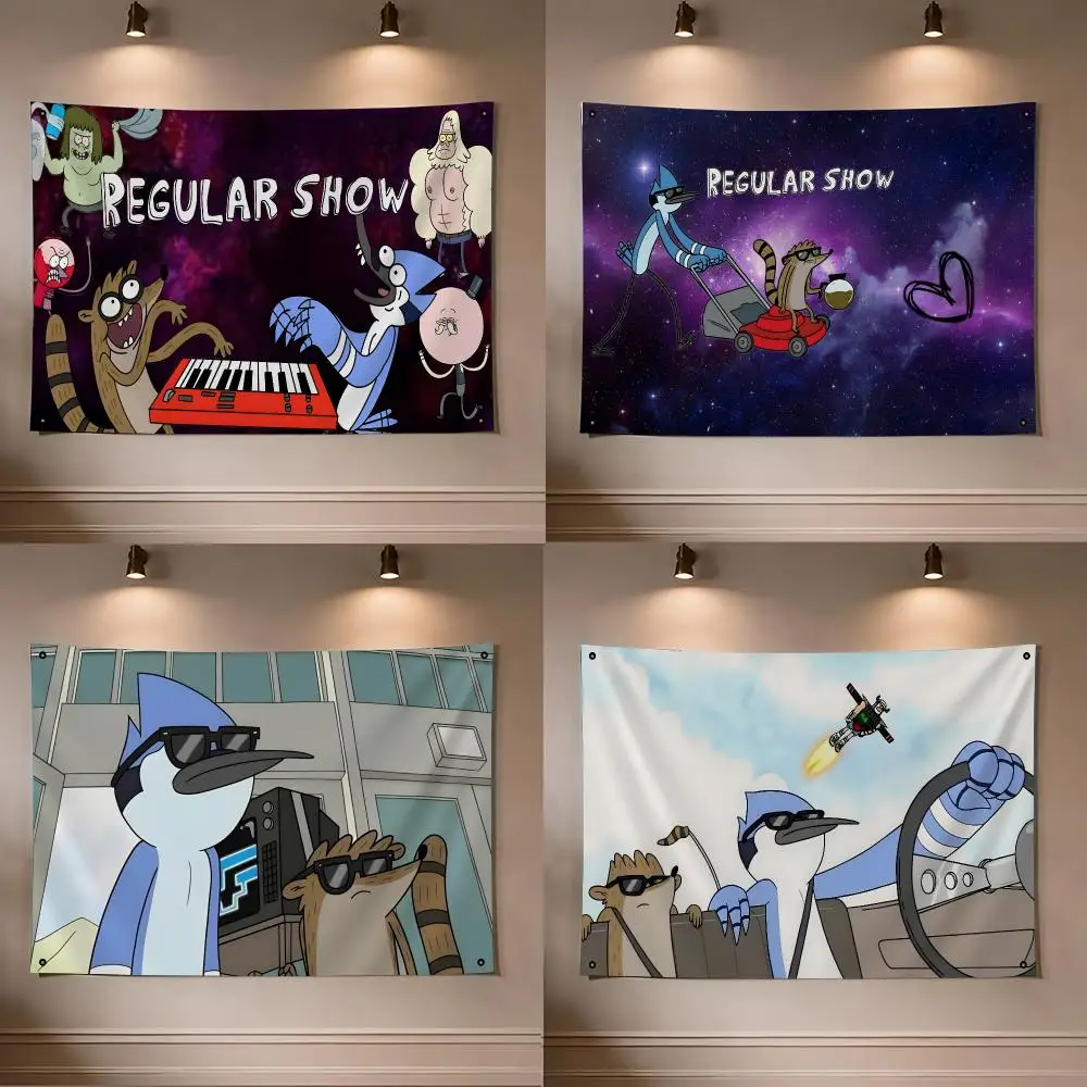Cartoon Regular Show Flags flag For Room Dorm Camping Picnic Art Style Garage Bar wall Decoration Banner