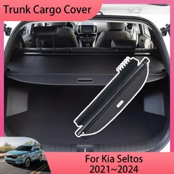 Car Trunk Curtain For Kia Seltos KX3 SP2 2021 2022 2023 2024 Luggage Storage Security Shades Organizer Tray Mat  Accessories