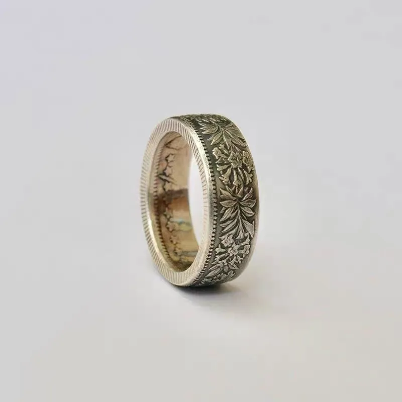 Swiss 2 Franc Edelweiss Star Coin Transformation Ring for Men and Women Couples Wide Edition Personality Jewelry