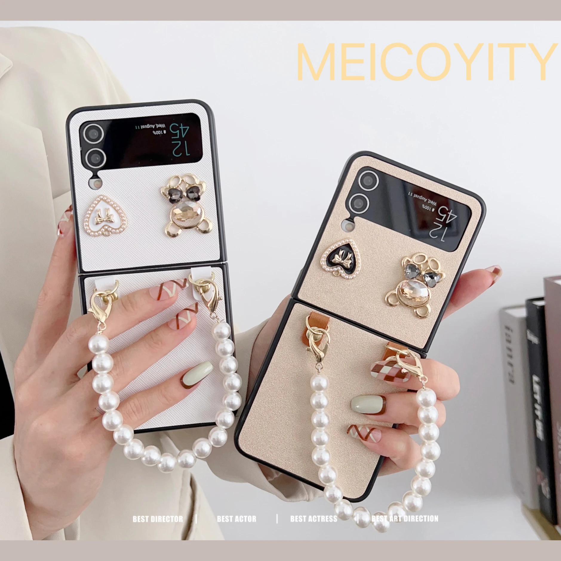 

Pearl Handbag Case for Folding mobile phone,For Samsung Galaxy Z Flip 3 4 5 6, Z Fold 3 4 5 6, Xiaomi Mix Flip,Phone Protector