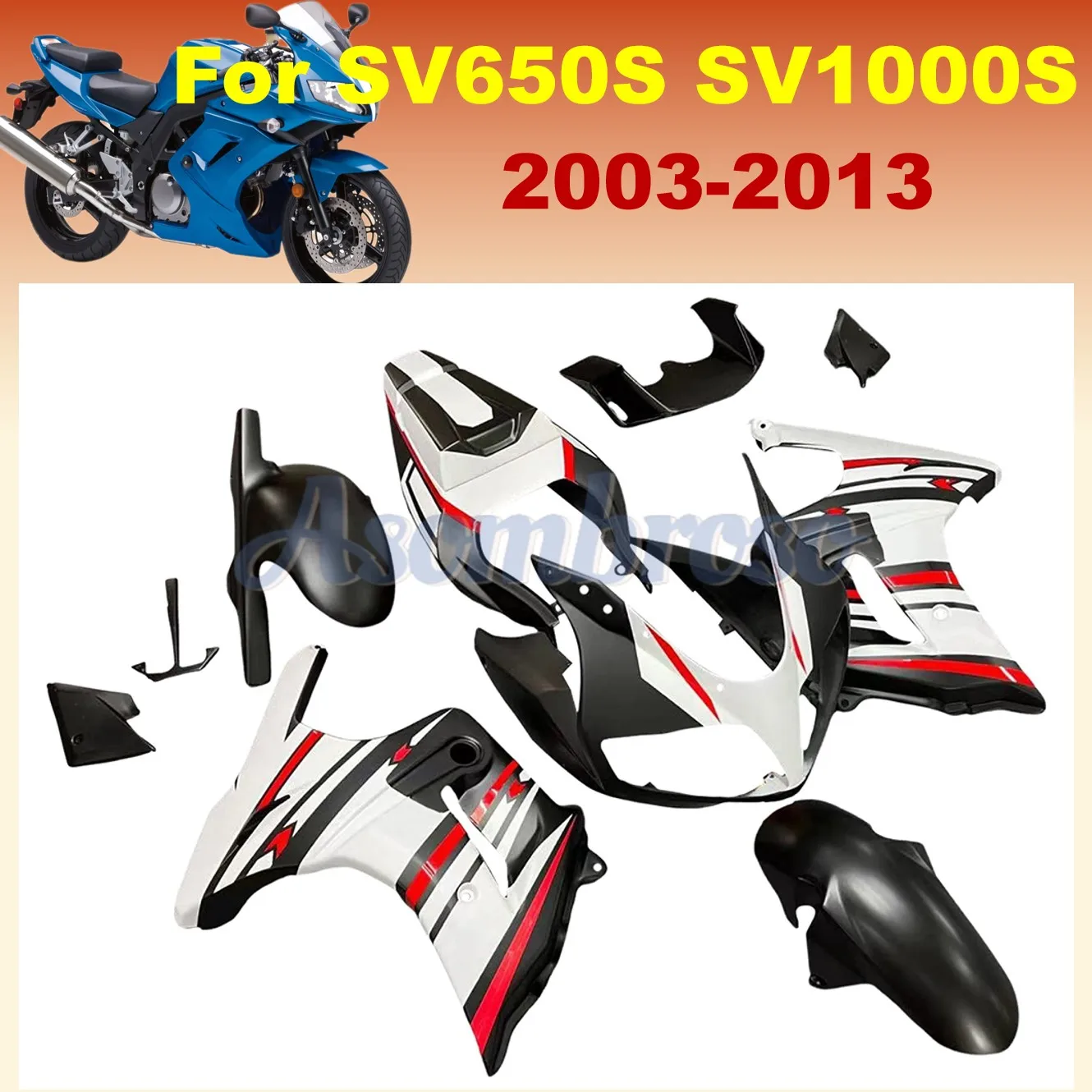 Fit For SV650S SV1000 2003 2004 2005 2006 2007 2008 2009 2010 2011 2012 2013 SV 650 Motorcycle Plastic Shell Fairing Kit