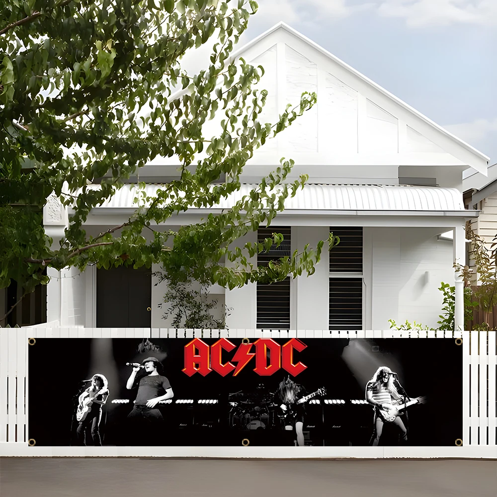 60X240cm AC/DC Band Banner Flag Polyester Printed Garage or Outdoor Decoration Tapestry