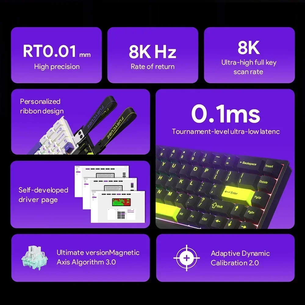 FM68HE Magnetic Switch Keyboard Wired Portables 8Khz Polling Rate Low Latency RT0.01mm Customized FPS Gaming Mechanical Keyboard