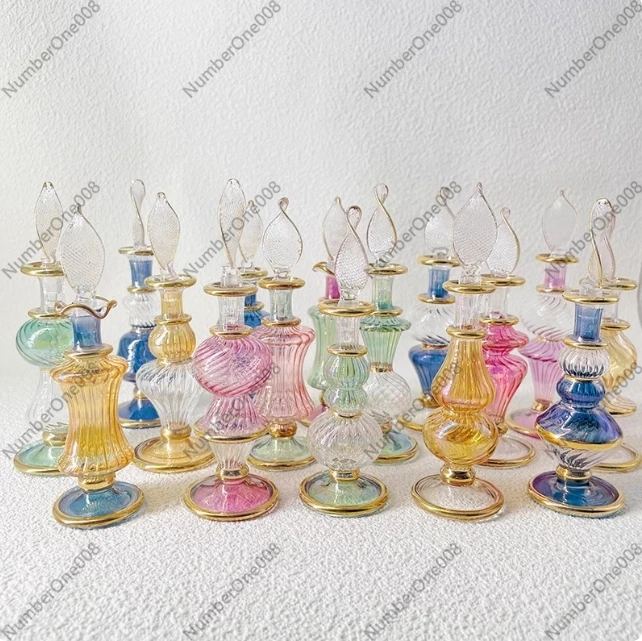 Imported Egyptian Perfume Bottle, Handmade Flavor Bottle, Multi-color Dipping Glass Bottle Exquisite Ornament
