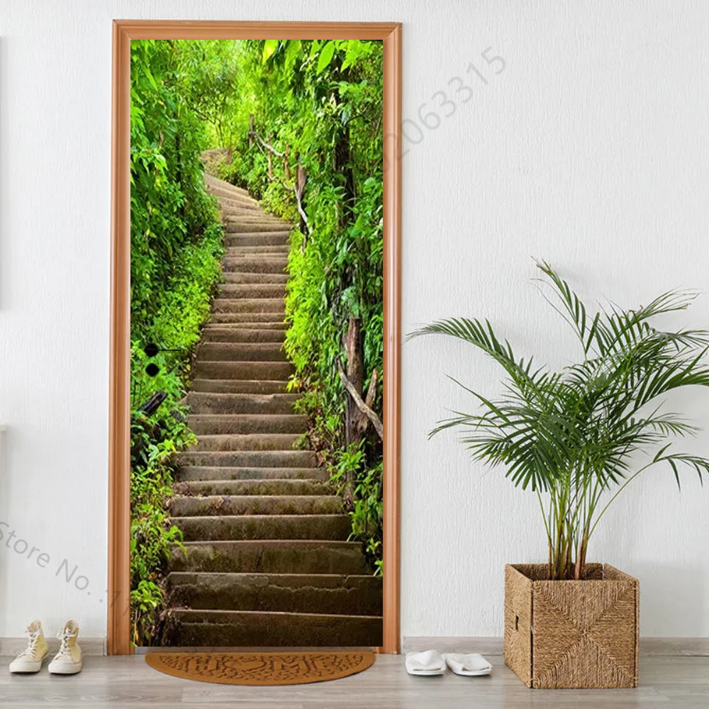 Simulation 3D Stairs Path Door Sticker Removable Large Home Decoration WallSticker Bedroom Living Room Waterproof Wall Mural