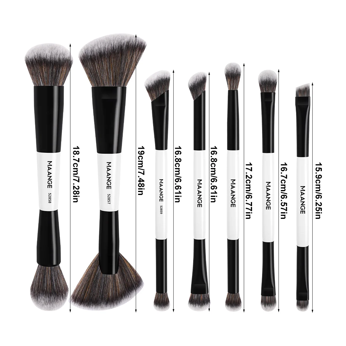 MAANGE 7pcs Premium Double Head Face Makeup Brushes Perfect for Cheek Forehead Foundation Eyeshadow Blending Deepen Contour Tool