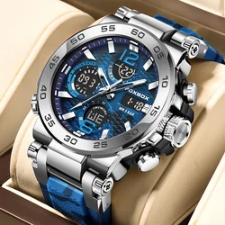 LIGE New Man Watch Luxury LED Digital Display Luminous Quartz Watches Fashion Military Sports Date Chronograph Watches for Men