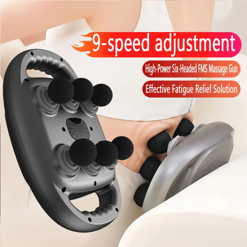 Fascia Gun Massager Six-head Fascia Gun Massager High Frequency Muscle Massager for Muscle Relief in Back Shoulders Waist YBAM04