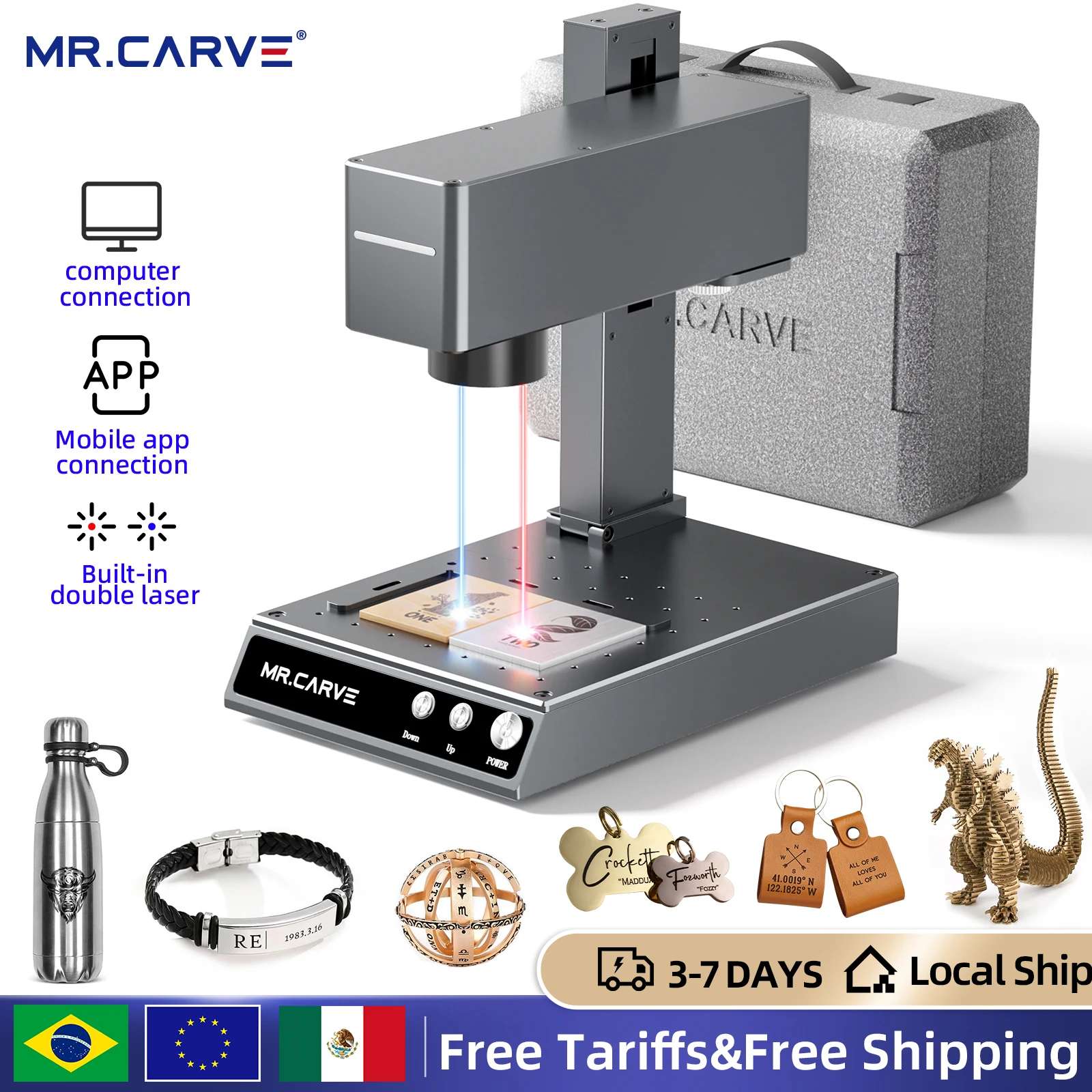 

MR.CARVE M4 Double-optical All-material optical Fiber Marking Machine Portable Desktop Metal Engraving Machine