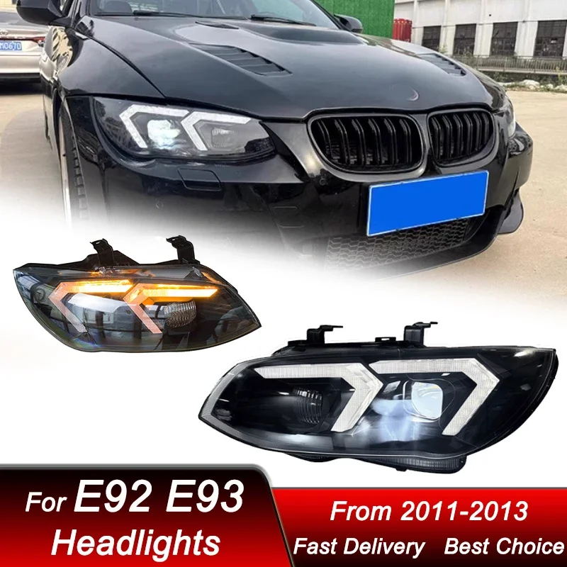 البوب سيارة المصابيح الأمامية لسيارات BMW 3 سلسلة M3 E92 E93 2011-2013 LED كشافات الجمعية ترقية عالية تكوين العارض عدسة الملحقات