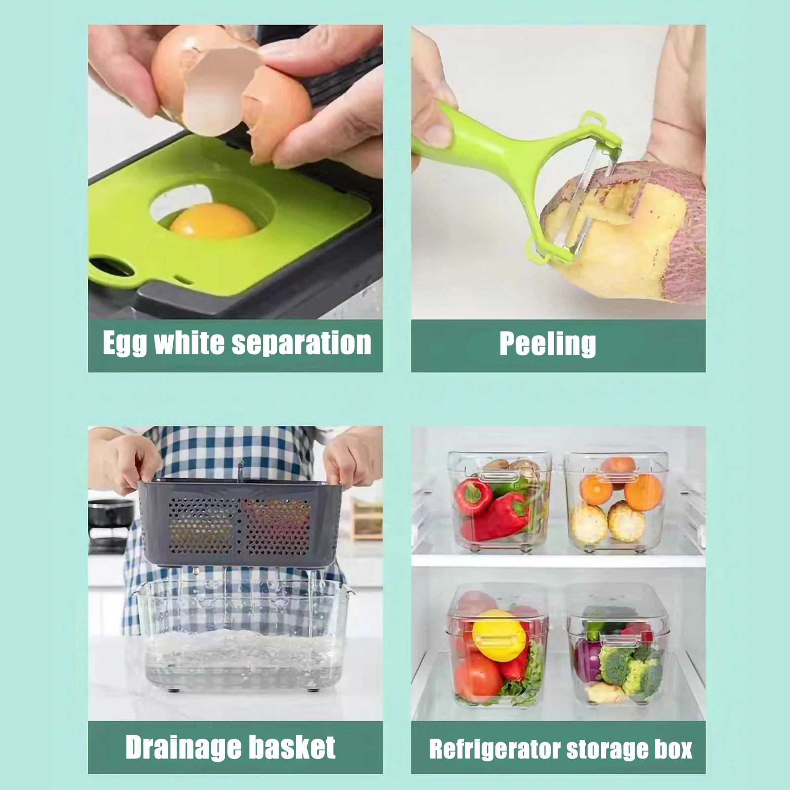 22 in 1 Multifunctional Vegetable Cutter Fruit Slicer Carrot Potato Shredders Onion Grater Garlic Chopper Kitchen Storage Gadget