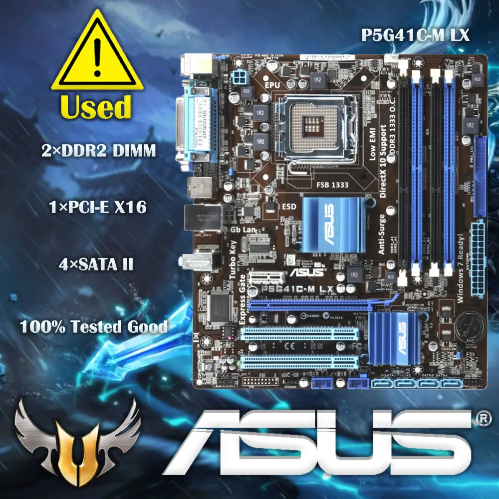 

Asus P5G41C-M LX Desktop Motherboard Intel G41 Socket LGA 775 DDR2 & DDR3