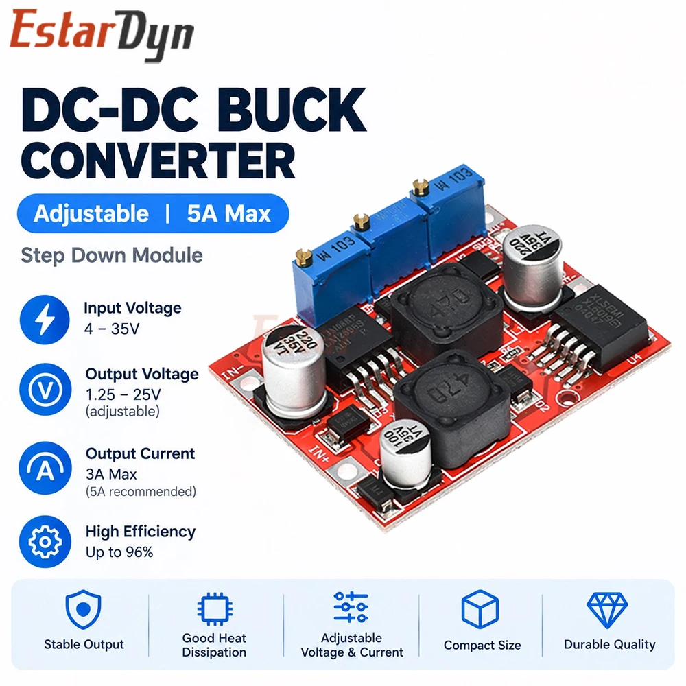 Estardyn DC-DC 4-35V to 1-25V 4A Automatic Boost Buck Converter CC CV Adjustable Step Up Down Voltage Regulator Module